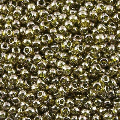 Toho Round Seed Beads 6/0 Gold Luster Green Tea 2.5-inch tube (457)