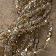 100 Czech Fire Polished 3mm Round Beads Crystal Twilight (22901)