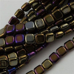 50 CzechMates 6mm Two Hole Tile Beads Brown Iris (21415)