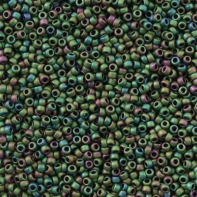 50g Toho Round Seed Bead 11/0 Opaque Matte Green Iris (707)