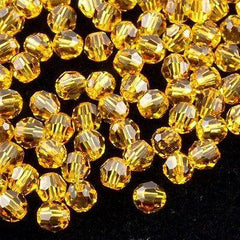 12 TRUE CRYSTAL 4mm Faceted Round Bead Sunflower (292)