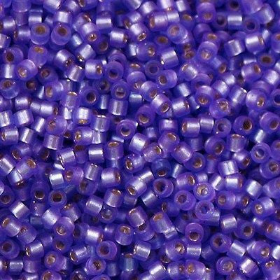 Miyuki Delica Seed Bead 11/0 Semi Matte Silver Lined Dyed Purple 2-inch Tube DB694