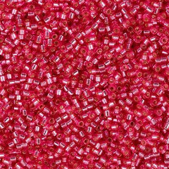 Miyuki Delica Seed Bead 11/0 Transparent Silver Lined Dyed Raspberry Pink 2-inch Tube DB1338