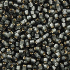 Toho Round Seed Bead 8/0 Silver Lined Transparent Matte Gray 5.5-inch tube (29BF)