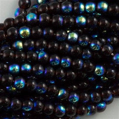200 Czech 4mm Pressed Glass Round Beads Garnet AB (90110X)