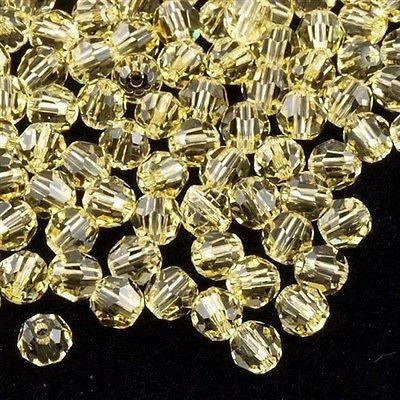 12 TRUE CRYSTAL 4mm Faceted Round Bead Jonquil (213)