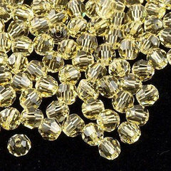 12 TRUE CRYSTAL 4mm Faceted Round Bead Jonquil (213)