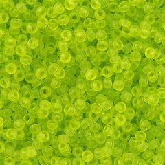 Toho Round Seed Bead 15/0 Transparent Matte Lime 2.5-inch Tube (4F)