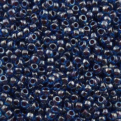 50g Toho Round Seed Bead 11/0 Inside Color Lined Raspberry Blue (294)