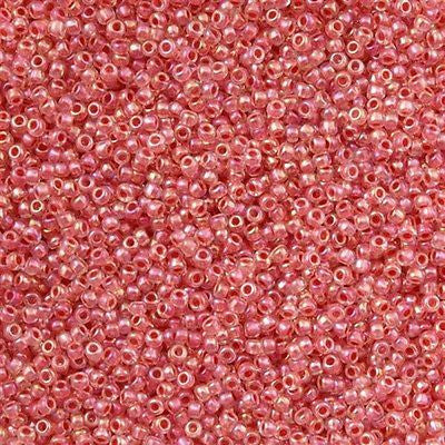 Toho Round Seed Bead 15/0 Inside Color Lined Coral AB 2.5-inch Tube (779)