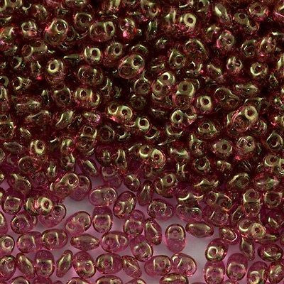 Super Duo 2x5mm Two Hole Beads Crystal Red Luster 15g (14495)