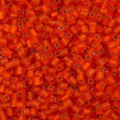 Miyuki 3mm Cube Seed Bead Matte Silver Lined Orange 15g SB3-8F