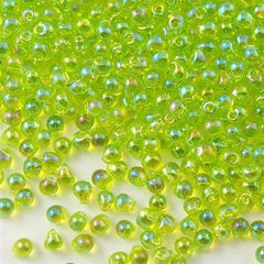Tiny Miyuki Drop Seed Bead Transparent Lime AB 9g Tube (258)