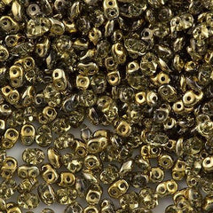 Preciosa Twin Two Hole Beads Crystal Amber Gold Half 15g( 00030AG)