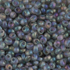 Miyuki 4mm Magatama Seed Bead Transparent Matte Pale Gray AB 15g (2136F)