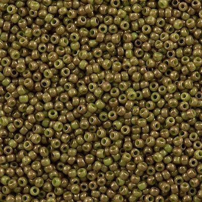 Toho Round Seed Bead 11/0 Opaque Avocado Pink Marbled 2.5-inch Tube (1209)