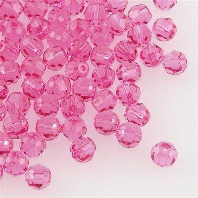 12 TRUE CRYSTAL 4mm Faceted Round Bead Rose (209)