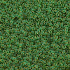 Toho Round Seed Bead 11/0 Matte Inside Color Lined Jonquil Emerald 2.5-inch Tube (242F)