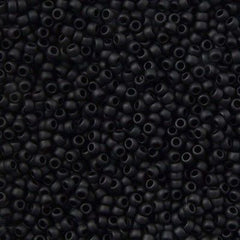 Toho Round Seed Bead 15/0 Opaque Matte Black 2.5-inch Tube (49F)