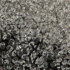 Super Duo 2x5mm Two Hole Beads Crystal Silver Lined 22g Tube (00030SL)