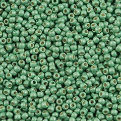 Toho Round Seed Bead 11/0 PermaFinish Matte Galvanized Mint Green 2.5-inch Tube (570PFF)