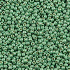 50g Toho Round Seed Beads 11/0 PermaFinish Matte Galvanized Mint Green (570PFF)