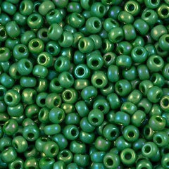 Miyuki Round Seed Bead 6/0 Opaque Green AB 20g Tube (411R)