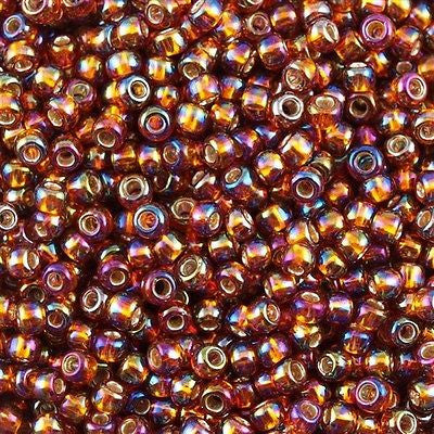 Toho Round Seed Bead 8/0 Silver Lined Topaz AB 2.5-inch tube (2034)