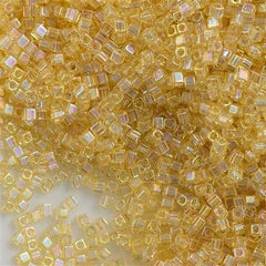 Miyuki 1.8mm Square Seed Bead Transparent Light Amber AB 8g Tube (251)