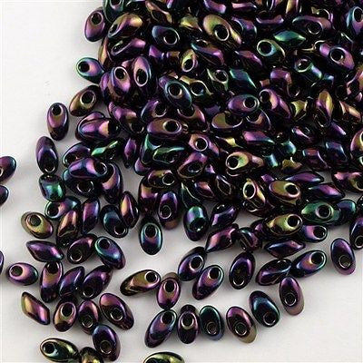 Miyuki Long Magatama Seed Bead Metallic Purple Iris 8g Tube (454)