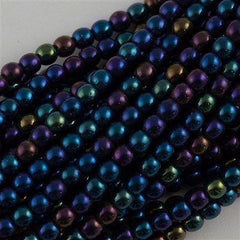 100 Czech 6mm Pressed Glass Round Beads Blue Iris (21435)