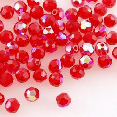 12 TRUE CRYSTAL 4mm Faceted Round Bead Light Siam AB (227 AB)
