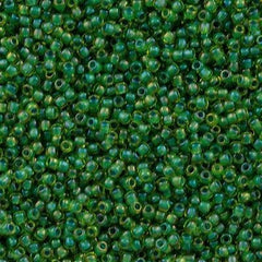 Toho Round Seed Bead 11/0 Yellow Inside Color Lined Lime Green 2.5-inch Tube (947)