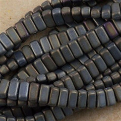 50 CzechMates 3x6mm Two Hole Brick Beads Matte Brown Iris (21115)