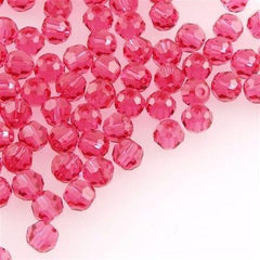12 TRUE CRYSTAL 6mm Round Bead Indian Pink (289)