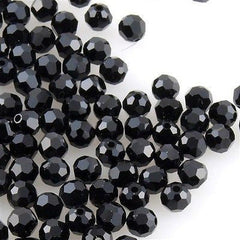 12 TRUE CRYSTAL 6mm Round Bead Jet (280)