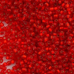 Miyuki Triangle Seed Bead 8/0 Matte Silver Lined Red 15g (10F)