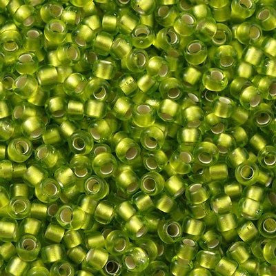 Toho Round Seed Bead 8/0 Silver Lined Transparent Lime 5.5-inch tube (24F)