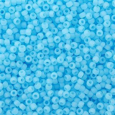 Toho Round Seed Bead 8/0 Transparent Ceylon Matte Pastel Blue 2.5-inch tube (143F)