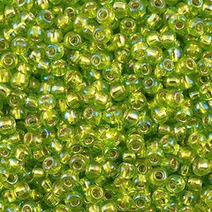 50g Toho Round Seed Bead 8/0 Silver Lined Lime Green AB (2024)