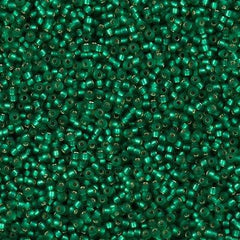 Miyuki Round Seed Bead 15/0 Matte Silver Lined Emerald 2-inch Tube (17F)