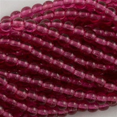 200 Czech 4mm Pressed Glass Round Beads Fuchsia (70350)