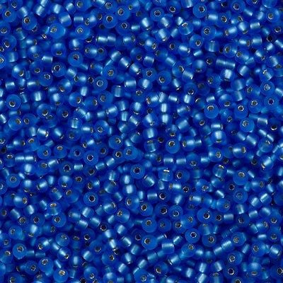 Miyuki Round Seed Bead 11/0 Matte Silver Lined Sapphire 22g Tube (19F)