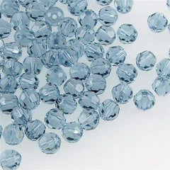 12 TRUE CRYSTAL 4mm Faceted Round Bead Indian Sapphire (217)