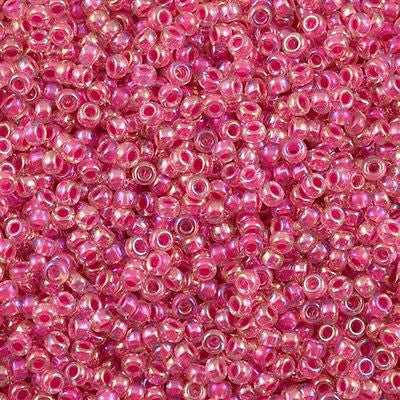 Miyuki Round Seed Bead 8/0 Inside Color Lined Fuchsia AB 22g Tube (355)