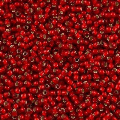 Toho Round Seed Bead 8/0 Matte Siam Ruby Silver Lined 2.5-inch tube (25BF)