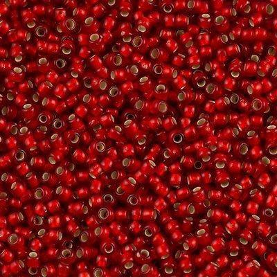 50g toho Round Seed Bead 8/0 Matte Siam Ruby Silver Lined (25BF)