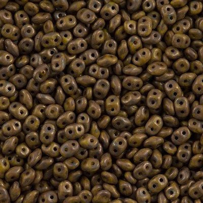 Super Duo 2x5mm Two Hole Beads Opaque Yellow Copper Picasso 22g Tube (83120CT)