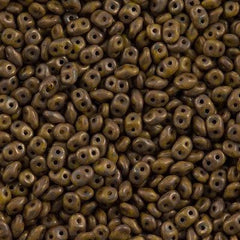 Super Duo 2x5mm Two Hole Beads Opaque Yellow Copper Picasso 22g Tube (83120CT)