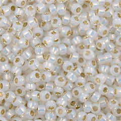 Toho Round Seed Beads 6/0 Silver Lined Milk White 2.5-inch tube (2100)